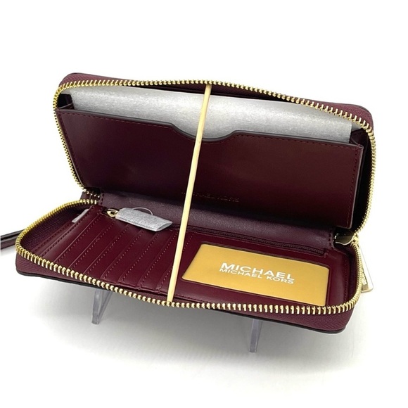 Michael Kors Large Flat Mf Phone Case Wallet Ox Blood - Picture 6 of 7